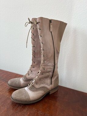 Portofino Leather Knee High Lace Up Renaissance Cottagecore Boho Edwardian boots